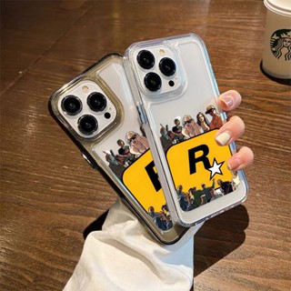 เคสโทรศัพท์มือถือแบบใส กันกระแทก ลายเกม Rockstar สีเหลือง สําหรับ iphone 14 11 13 12 X XS Pro Max xr Mini xr 7 8 Samsung Galaxy S23 S22 ultra plus