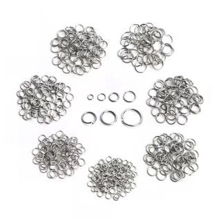 แหวนสเตนเลส ปากแบน เปิด ห่วงเดี่ยว ทรงกลม เครื่องประดับ DIY 200 ชิ้น ต่อชุด