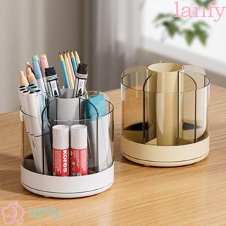 Lanfy ที่วางปากกา แปรงแต่งหน้า แบบใส หมุนได้ 5 ช่อง จุของได้เยอะ สําหรับบ้าน สํานักงาน โรงเรียน