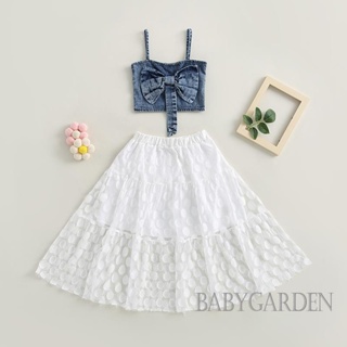 Babygarden- ชุดเสื้อแขนกุด และกระโปรงซีทรู พิมพ์ลายจุด สําหรับเด็กผู้หญิง อายุ 3-8 ปี