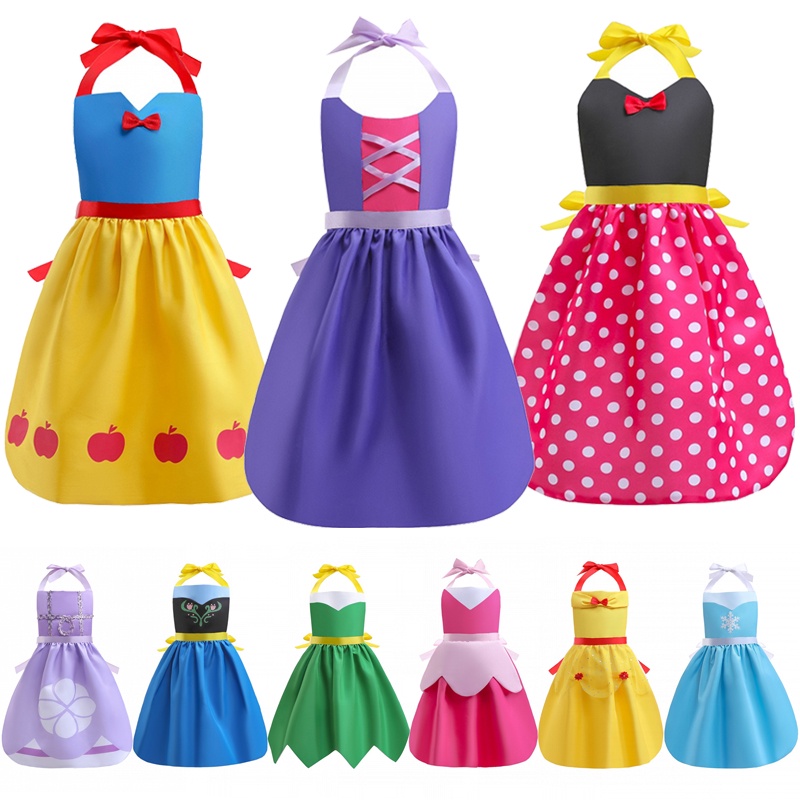 ชุดคอสเพลย์ Disney Rapunzel Mickey Princess ผ้ากันเปื้อน สําหรับผู้ใหญ่ และเด็ก