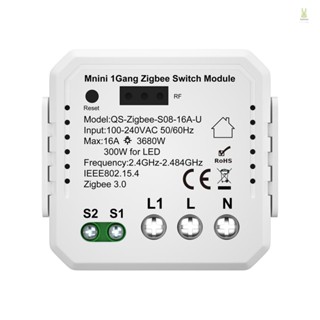 Flt QS-Zigbee-S08-16A-U Tuya Zigbee Zigbee โมดูลสวิตช์ปุ่มกด ควบคุมผ่านแอปโทรศัพท์มือถือ 3 สวิตช์ ควบคุมผ่านแอป