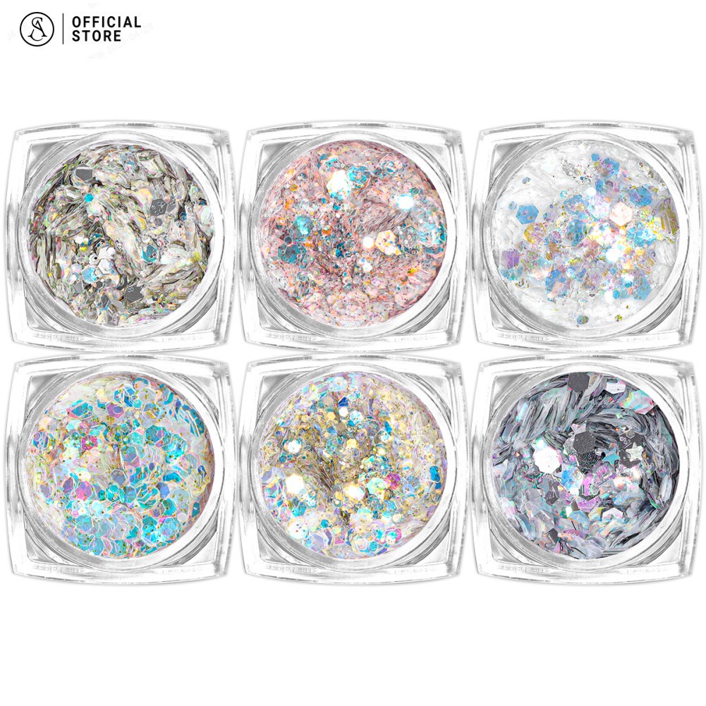 อุปกรณ์ตกแต่งเล็บ เลื่อมกลิตเตอร์ หลายสีสัน สําหรับตกแต่งเล็บ