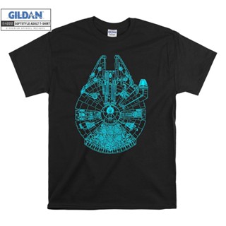 TOP CTT-shirt  Gildan เสื้อยืด มีฮู้ด ทรงโท้ท โอเวอร์ไซซ์ ลาย Millennium Falcon Teal Dels สําหรับผู้ชาย ผู้หญิง 7287S-5X