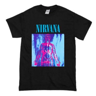 พร้อมส่ง ผ้าฝ้ายบริสุทธิ์ T-Shirt     BAND NIRVANA - SLIVER  BAJU BAND PRIA HITAM NIRVANA GRUNGE   PRIA WANITA  BAJU