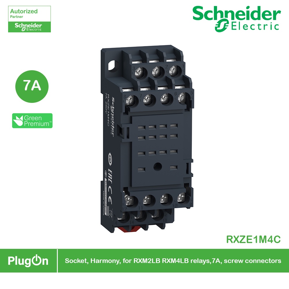 Schneider Electric RXZE1M4C ขาเสียบสำหรับรุ่น 4คอนแทค Socket RXZ -mixed contact - 7 A - 250 V ]