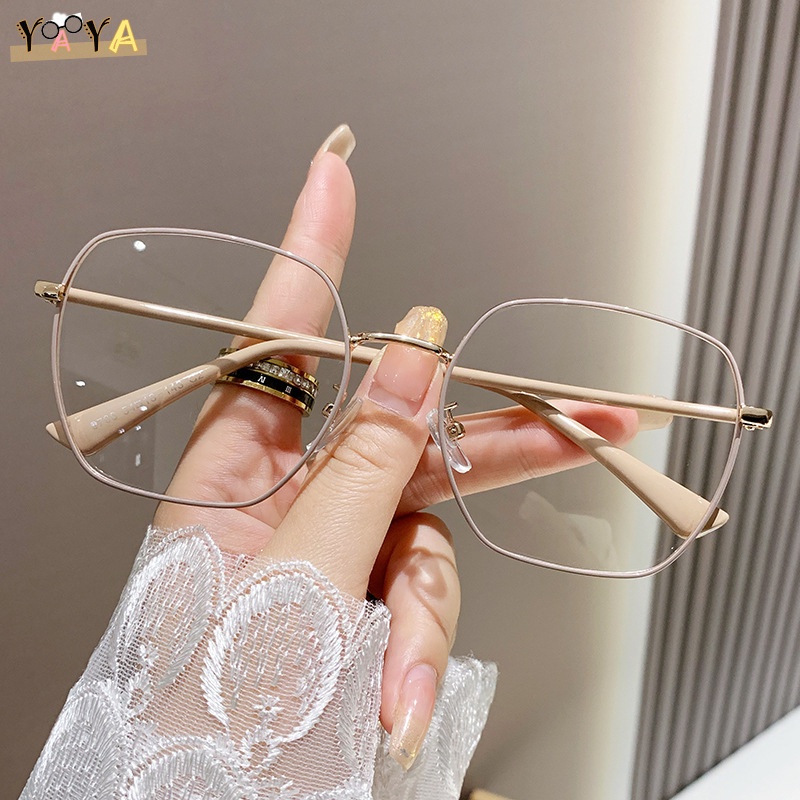 [สินค้าใหม่] แว่นตาสายตาสั้น (-50 ถึง -600) กรอบสี่เหลี่ยม ขนาดใหญ่ กรองแสง แว่นตาป้องกันรังสี กรอบแว่นตาย้อนยุค