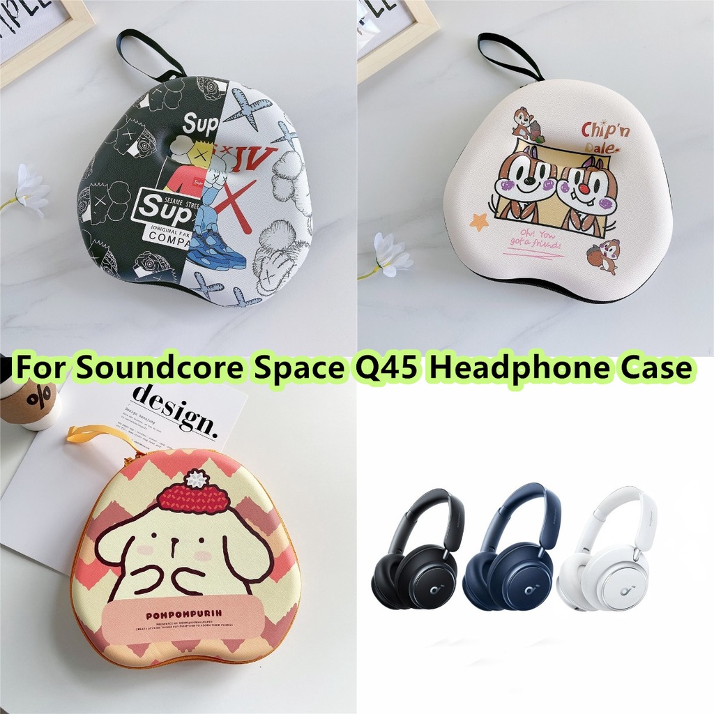 สําหรับ Soundcore Space Q45 หูฟังคู่รูปแบบการ์ตูนสําหรับ Soundcore Space Q45 ชุดหูฟัง Earpads กระเป๋