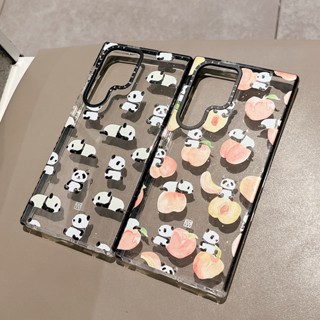 Casetify เคสโทรศัพท์มือถือแบบนิ่ม TPU ใส ลายการ์ตูนแพนด้า แต่งกลิตเตอร์ สําหรับ Samsung Galaxy S23 Ultra S22 Plus