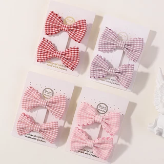 2 ชิ้น / เซต น่ารัก หวาน แฮนด์เมด โบ กิ๊บ ความปลอดภัย BB คลิป สีพื้น เครื่องประดับผม ขายส่ง