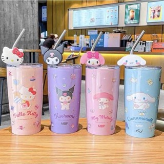 แก้วแสตนเลสพร้อมหลอด ตัวการ์ตูน 3D Sanrio สุดน่ารัก เก็บร้อน-เย็น หนา 5 ชั้น แก้วเก็บความเย็น พร้อมส่ง