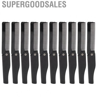 Supergoodsales 10Pcs Folding Comb Black Fine  Plastic Pocket Size For Men Beard Moustache