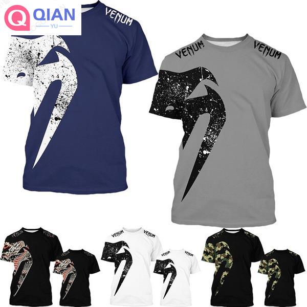 เสื้อยืดแขนสั้นลําลอง พิมพ์ลายกราฟฟิค Venum 3 มิติ ทรงหลวม แบบแห้งเร็ว สไตล์วินเทจ พลัสไซซ์ แฟชั่นฤดูร้อน
