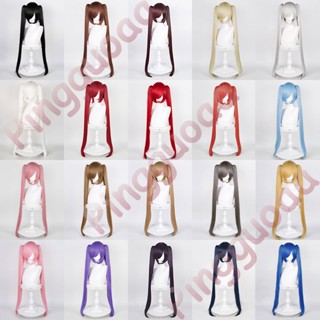 Manmei 90cm Long Straight Universal Double Ponytails Wigs Modeling Practice Hand Hair Unisex Cosplay Wig Heat Resistant Synthetic Wigs