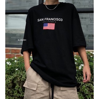 เสื้อยืดผ้าฝ้ายพิมพ์ลายเสื้อ Oversize ลาย SAN FRANCISCO