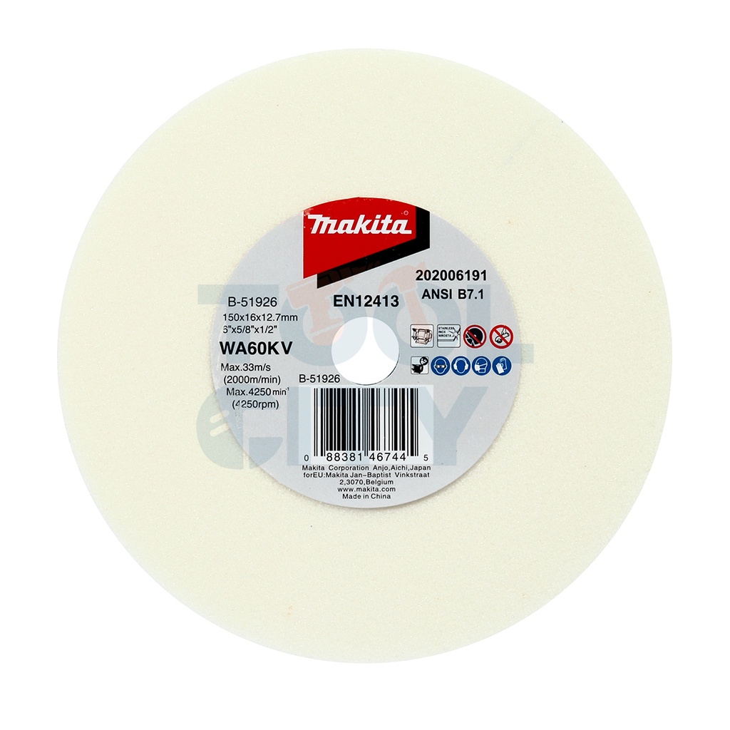 MAKITA มากีต้า MPB-51926 อะไหล่ GB602 หินไฟ 6" ขาว WA60K (ใหม่) GRINDING WHEEL (NEW) FOR GB602 Code 