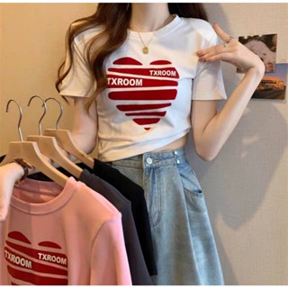 🎀Chaifshopp🎀เสื้อยืดสกรีนลายหัวใจ OVERSIZE สีหวาน น่ารัก พร้อมส่ง #C012