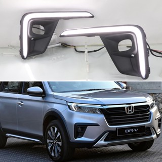 ไฟเลี้ยวไดนามิก LED DRL 12V สีเหลือง สําหรับ Honda BR-V BRV 2022 2023 2 ชิ้น