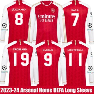 Fb 2023-2024 เสื้อยืดแขนยาว พิมพ์ลาย ARS Home Jersey Saka Martinelli Degaard Trossard Jesus Football พลัสไซซ์ สําหรับผู้ชาย และผู้หญิง