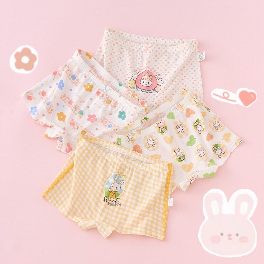 PRETTY BABY พร้อมส่ง กางเกงในเด็กผู้หญิง (1-14ปี)เเพค4ตัว ชุดชั้นในเด็กหญิง เนื้อผ้าเรยอนผสม (774)