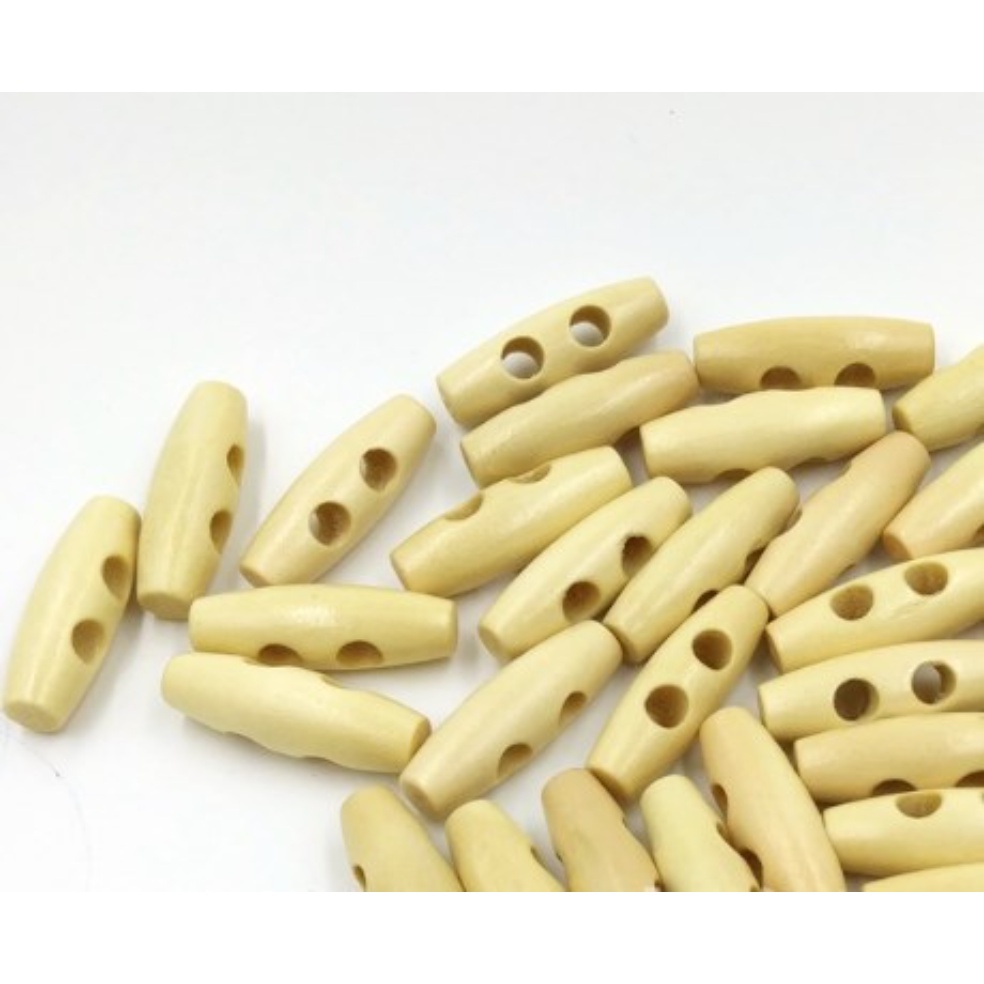 กระดุมไม้ กันลม ผ้าวูล แบบสองรู สี่สี สําหรับเด็ก 50 ชิ้น ต่อถุง - รูปที่ 2