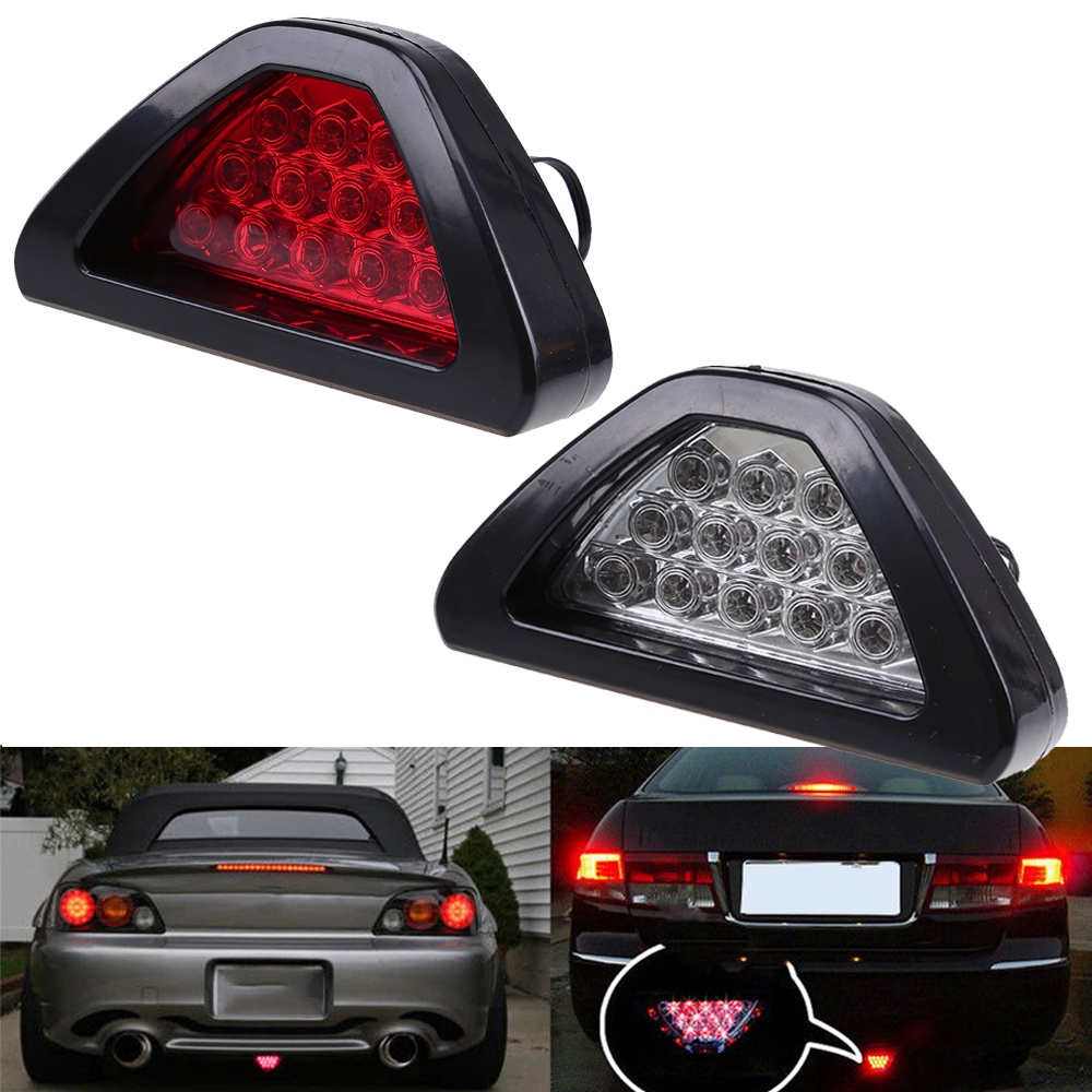 ไฟท้าย LED 12V ทรงสามเหลี่ยม F1 ไฟสัญญาณเตือน/ไฟถอยหลัง สําหรับรถยนต์และรถมอเตอร์ไซค์