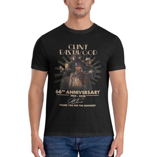 เสื้อยืดผ้าฝ้าย พิมพ์ลาย Clint Eastwood Signature 66Th Anniversary Thank You For The Memories Para Fan สไตล์วินเทจ แฟชั่นสําหรับผู้ชาย