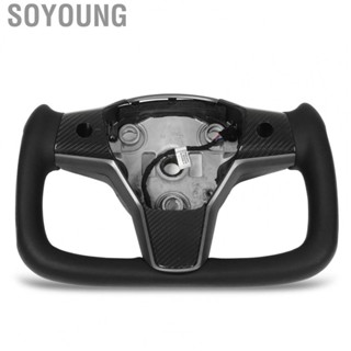 Soyoung Heating Steering Wheel  Black Stitching Delicate Hand Feeling Carbon Fiber for Yoke Steering Wheel Wear Proof  for Car