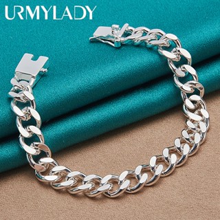 Urmylady สร้อยข้อมือเงินแท้ 925 10 มม. หัวเข็มขัดสี่เหลี่ยม …