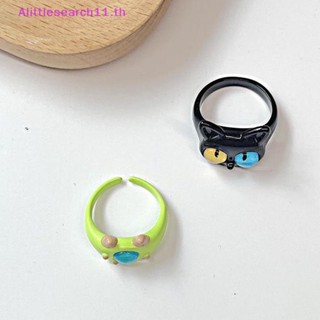 Alittlesearch11 ใหม่ แหวนแต่งงาน ลายการ์ตูนแมวตาโต มอนสเตอร์ สีดํา เครื่องประดับแฟชั่น สําหรับผู้หญิง TH