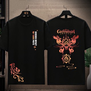 Genshin Impact HuTao ความประทับใจ เกมเสื้อยืดเสื้อขาวUnisex