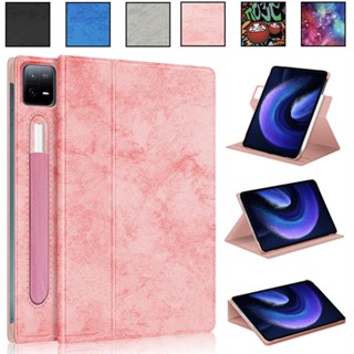 เคสหนัง ฝาพับ พร้อมช่องใส่ปากกา ขาตั้งหมุนได้ สําหรับ Xiaomi Mi Pad 6 Xiaomi Mi Pad 6 Pro 11 นิ้ว