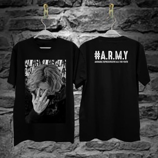 มีความสุข เสื้อยืดคอกลมเสื้อยืดแขนสั้น พิมพ์ลาย ARMY BTS ARMY สําหรับผู้ชาย || เสื้อยืดสุดเท่ || เสื้อยืด || เสื้อยืด ลา