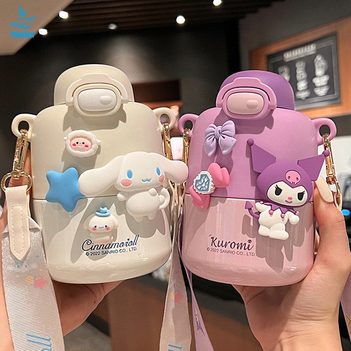 SANRIO Kuromi ใหม่ ขวดน้ํา มีฉนวนกันความร้อน ความจุขนาดใหญ่ ลายซานริโอ้น่ารัก คุณภาพสูง สําหรับเด็กผู้หญิง