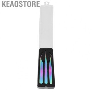 Keaostore 3pcs Stainless Steel Nail Art Tweezers Graft Eyelashes Set Manicur