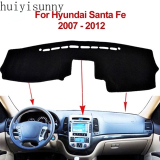 Hys แผ่นแดชบอร์ด โพลีเอสเตอร์ ผ้าสักหลาด สีดํา กันลื่น สําหรับ HYUNDAI SANTA FE 2007 2008 2009 2010 2011 2012