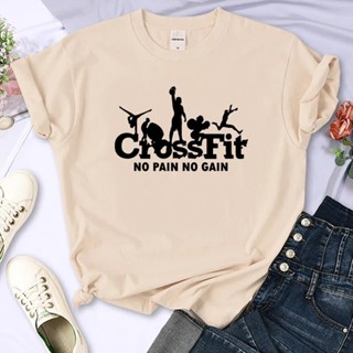 เสื้อยืด พิมพ์ลาย Crossfit สไตล์สตรีท เหมาะกับใส่ออกกําลังกาย สําหรับผู้หญิง