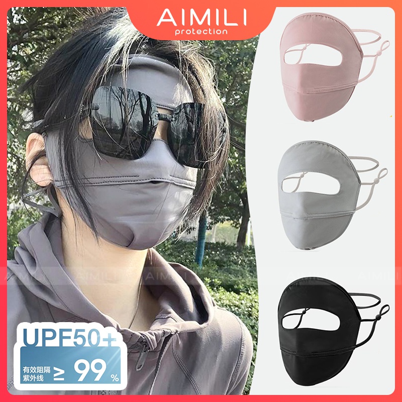【มาใหม่】หน้ากากผ้าเรยอน ป้องกันแสงแดด UPF50+ 2 ชั้น ป้องกันรังสียูวี 99% พร้อมปุ่มปรับขนาด และสายคล้อง สําหรับผู้ชาย และผู้หญิง
