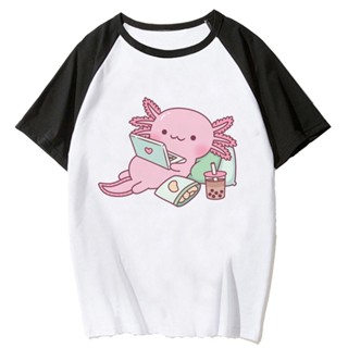 เสื้อยืด พิมพ์ลายการ์ตูนอนิเมะ Axolotl สไตล์ญี่ปุ่น สําหรับผู้หญิง