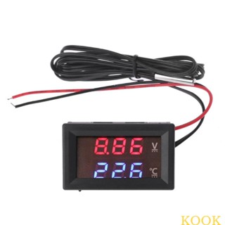 Kook เครื่องวัดอุณหภูมิแรงดันไฟฟ้า โวลต์มิเตอร์ 12V 24V พร้อมสายโพรบ สําหรับรถยนต์