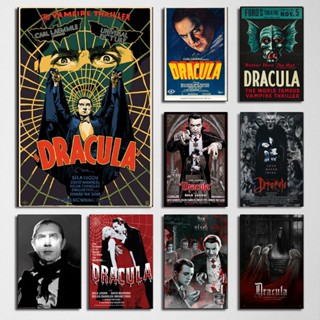 โปสเตอร์ภาพวาดผ้าใบ พิมพ์ลายภาพยนตร์สยองขวัญ Dracula สไตล์วินเทจ คลาสสิก สําหรับตกแต่งบ้าน ห้องนอน