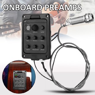 New 4 Band 301 EQ Tuner Piezo Mic Presys Blend Acoustic Guitar Pickup Preamp