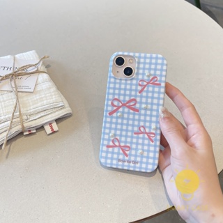 For เคสไอโฟน 14 Pro Max [Bowknot Grids Bow Tie] เคส Phone Case For iPhone 14 Pro Max Plus 13 12 11 For เคสไอโฟน11 Ins Korean Style Retro Classic Couple Shockproof Protective TPU Cover Shell