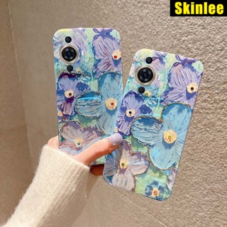 เคสโทรศัพท์มือถือ แบบนิ่ม ลายภาพวาดสีน้ํามัน รูปดอกไม้น่ารัก สีฟ้า สําหรับ Huawei Nova 11i 11 Pro 11i