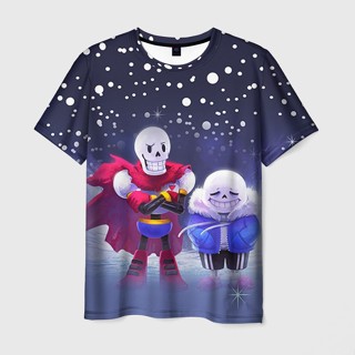 เสื้อยืด พิมพ์ลาย "Sans &amp; Papyrus" 3 มิติ สําหรับผู้ชาย