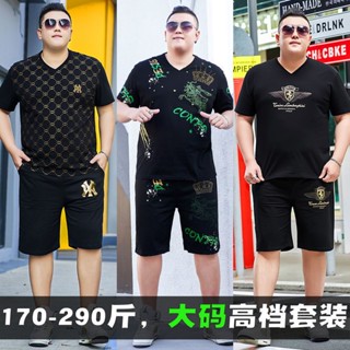 [พร้อมส่ง] ชุดเสื้อยืดลําลอง ทรงหลวม พลัสไซซ์ สําหรับผู้ชายอ้วน XXXXXL