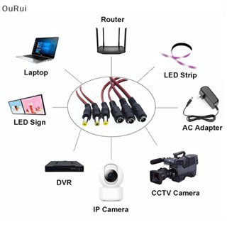 {RUI} อะแดปเตอร์ปลั๊กเชื่อมต่อสายไฟ DC ตัวผู้ ตัวเมีย 12V 5.5x2.1 มม. สําหรับกล้อง TV 5050 2835 10 ชิ้น {OuRui.th}