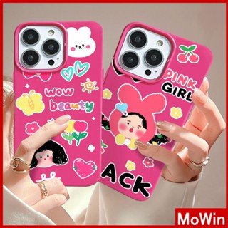 Mowin - เข้ากันได้สำหรับ เคสไอโฟน เคสไอโฟน11 เคส iphone 11 เคส iPhone สีแดงเคลือบเงา TPU นุ่มกันกระแทกป้องกันกล้องน่ารักการ์ตูนสาวน้อยเข้ากันได้กับ iPhone 14 13 Pro max 12 Pro Max 11 xr xs max 7Plus 8Plus