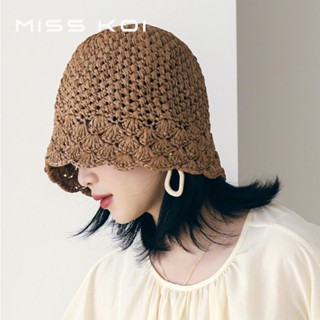 Misskoi [พร้อมส่ง] หมวกฟาง ทรงบักเก็ต แต่งลูกไม้ เข้ากับทุกการแต่งกาย สไตล์ญี่ปุ่น แฟชั่นฤดูใบไม้ผลิ ฤดูร้อน สําหรับผู้หญิง