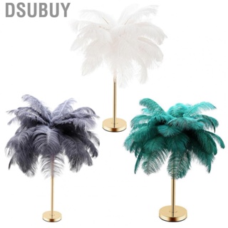Dsubuy G4 Ostrich Feather Table Lamp Night Light Bedside Dec For Bedroom